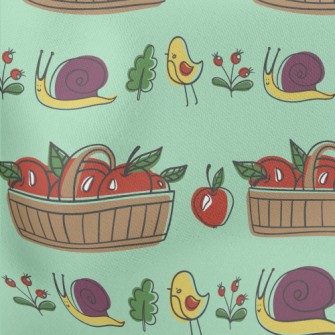 Little Snail Taking A Walk Lightweight Cotton Poplin