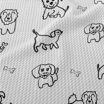 Simple Hand Drawn Puppy Birdseye Piqué