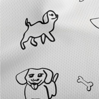 Simple Hand Drawn Puppy Athletic Mesh Flat Back
