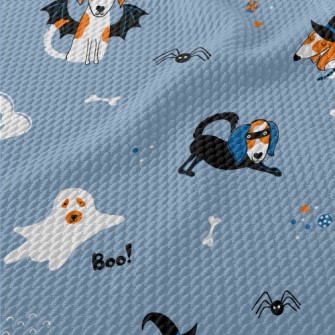 Hand Drawn Halloween Pet Dog Birdseye Piqué