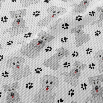 Cartoon Gray Puppy Birdseye Piqué