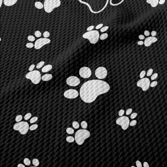 Black And White Puppy Footprin Birdseye Piqué