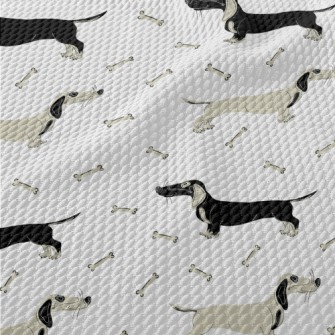 Hand Drawn Two-color Dachshund Birdseye Piqué