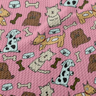 Colorful Puppy Doodle Birdseye Piqué