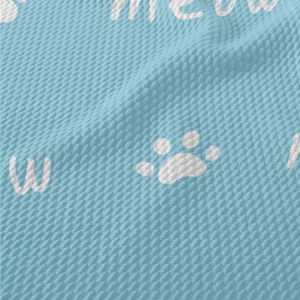 Cute Cat Paw Prints And Cat So Birdseye Piqué