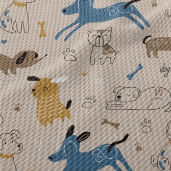 Many Kinds Of Happy Puppies Birdseye Piqué