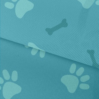 Blue Dog Footprints And Bones Waterproof Oxford