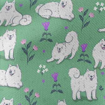 Samoyed On The Grass Waterproof Canvas