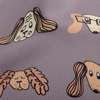 Hand Drawn Naughty Puppy Athletic Mesh Flat Back