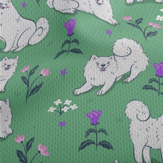 Samoyed On The Grass Athletic Mesh Flat Back