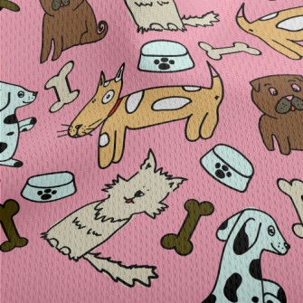 Colorful Puppy Doodle Athletic Mesh Flat Back