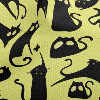 Big Eyed Cat Silhouette Athletic Mesh Flat Back
