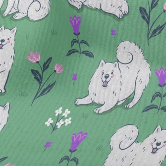 Samoyed On The Grass Terry