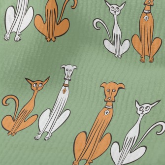 Hand Drawn Slender Cat And Dog Terry