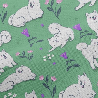 Samoyed On The Grass Performance Linen