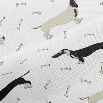 Hand Drawn Two-color Dachshund Performance Linen