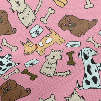 Colorful Puppy Doodle Performance Linen