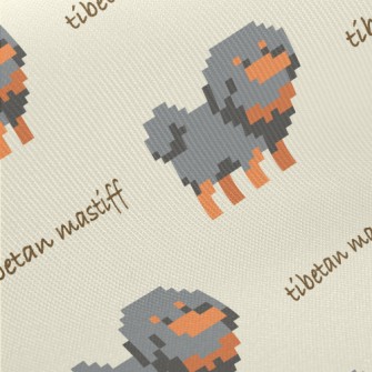 Pixel Style Gray Puppy Twill