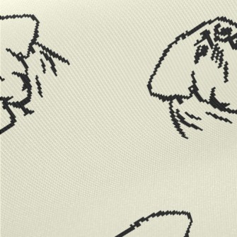 Cartoon Pixel Dog Head Twill
