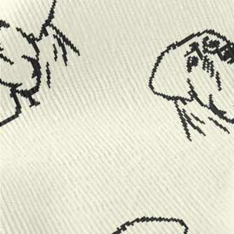 Cartoon Pixel Dog Head Standard Corduroy