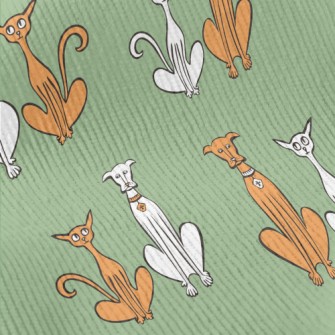 Hand Drawn Slender Cat And Dog Standard Corduroy