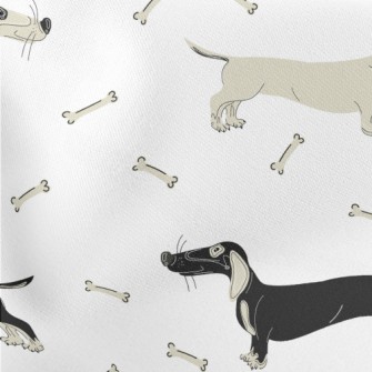 Hand Drawn Two-color Dachshund Stretch Ponte
