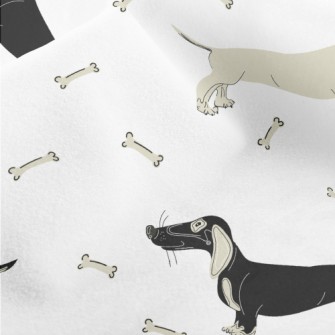 Hand Drawn Two-color Dachshund Micro Fleece