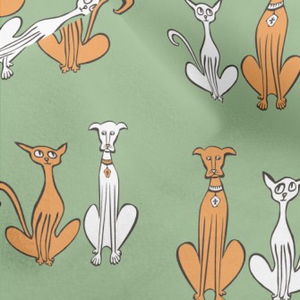 Hand Drawn Slender Cat And Dog Micro Fleece