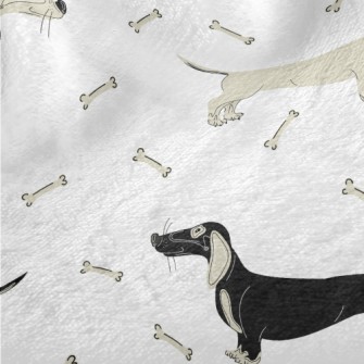 Hand Drawn Two-color Dachshund Minky