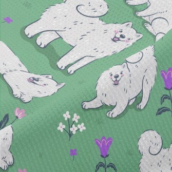 Samoyed On The Grass Piqué