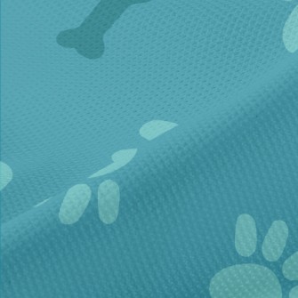 Blue Dog Footprints And Bones Piqué