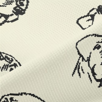 Cartoon Pixel Dog Head Piqué