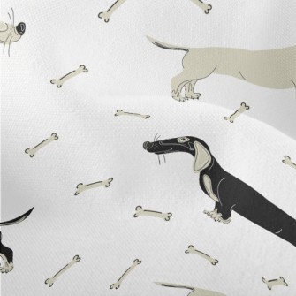 Hand Drawn Two-color Dachshund Lightweight Performance Linen