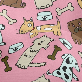 Colorful Puppy Doodle Lightweight Performance Linen