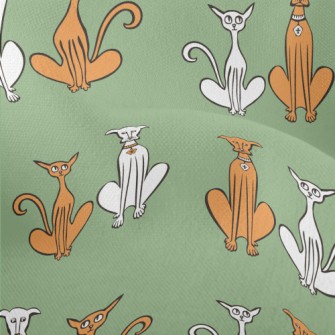 Hand Drawn Slender Cat And Dog Lightweight Performance Linen