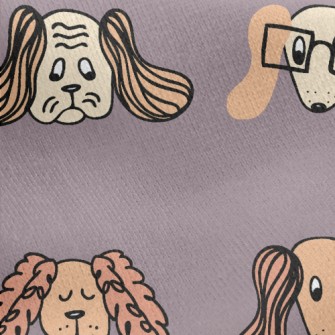 Hand Drawn Naughty Puppy Jersey Backed Fleece