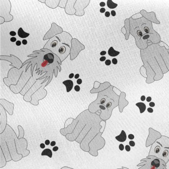 Cartoon Gray Puppy Jersey Backed Fleece