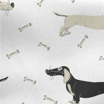Hand Drawn Two-color Dachshund Jersey Backed Fleece