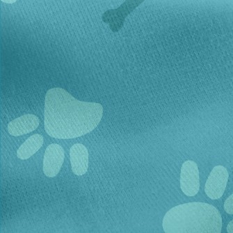 Blue Dog Footprints And Bones Jersey Backed Fleece