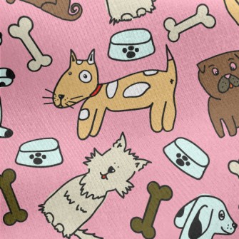 Colorful Puppy Doodle Jersey Backed Fleece