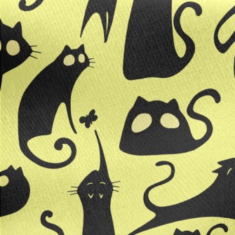 Big Eyed Cat Silhouette Jersey Backed Fleece