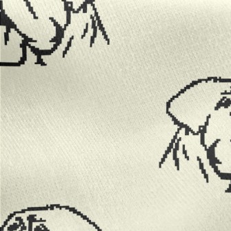 Cartoon Pixel Dog Head Jersey Backed Fleece