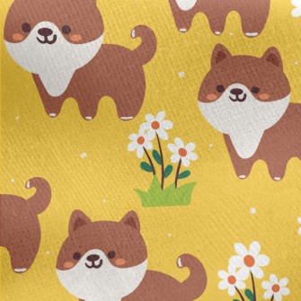 Puppy In The Garden Jersey Backed Fleece