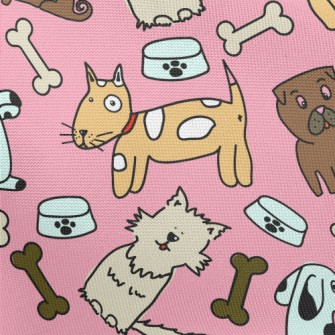 Colorful Puppy Doodle Pongee