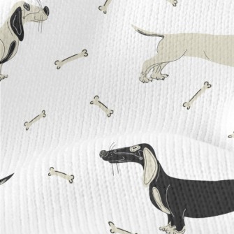 Hand Drawn Two-color Dachshund Stretch Jersey