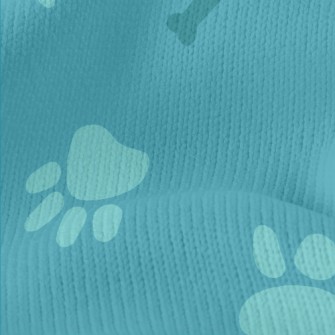 Blue Dog Footprints And Bones Stretch Jersey