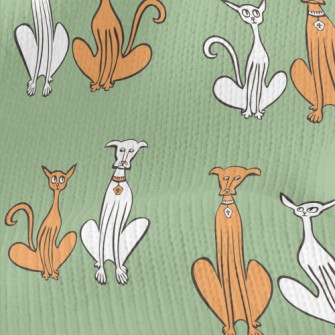 Hand Drawn Slender Cat And Dog Stretch Jersey