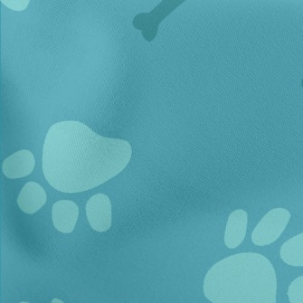 Blue Dog Footprints And Bones Lightweight Cotton Poplin