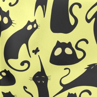 Big Eyed Cat Silhouette Lightweight Cotton Poplin