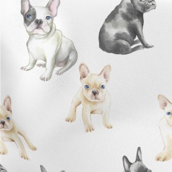 French Bulldogs Of Different C Lightweight Cotton Poplin